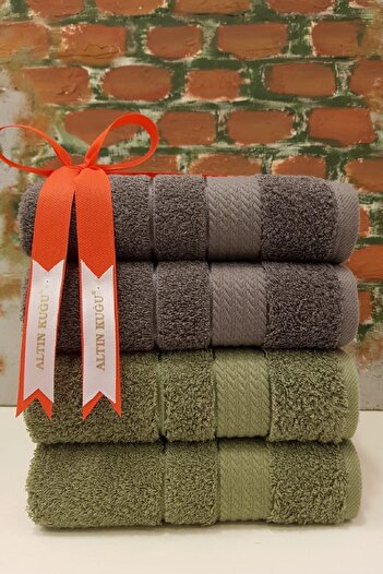 Özdilek Trendy Towel Set of 4 - Khaki Anthracite
