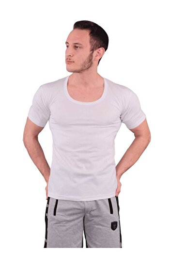 Tutku Men's White Combed Crew Neck Undershirt 103