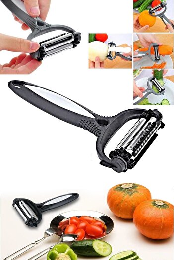 RoseRoi 3-Head Steel Peeler Peeler Chopper with Colorful Handle