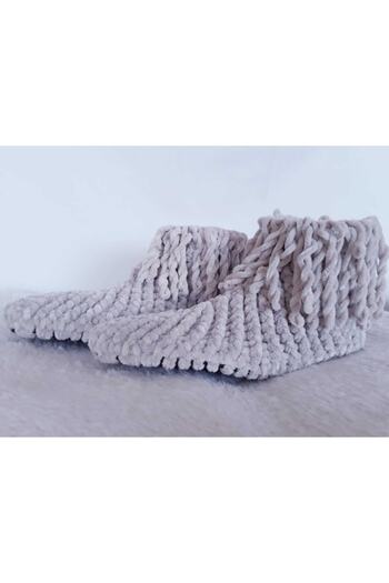 Universal Women's Gray Hand Knitted Handmade Eye Nuru Felt Based Home Shoes