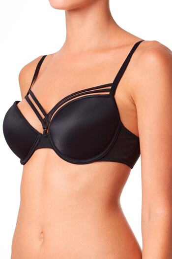 MİSS CLAİRE Women's Black Underwire Covered Cross Band Bra 11-881