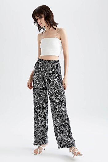 DeFacto Traditional Florida High Waist Wide Leg Pocket Viscose Trousers