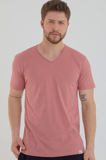 AMAZING CRASH Basic Men's V-Neck Slim Fit Short Sleeve T-shirt