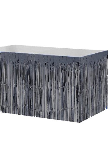 Alışveriş Çok Kolay Black Colored Tassel Metallized Table Skirt 75 X 360 cm