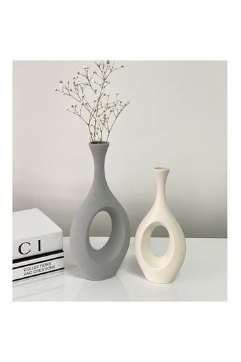 stilinbu Κεραμικό Βάζο Bohemian Σετ 2 - Γκρι & Ασπρόμαυρο H3035