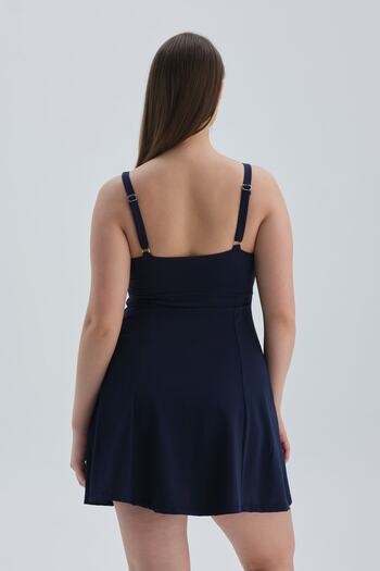 Dagi Navy Blue Corset Suit Dress Swimsuit