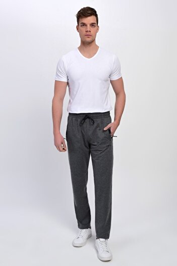 DYNAMO Men's Anthracite Large Size Sweatpants with Zipper Pockets 101-D-Bb