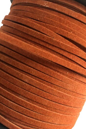 alfa tasarım atölyesi Δερμάτινη κορδέλα 3mm Tan Suede - Κολιέ με χάντρες προσευχής και βραχιόλι (3 μέτρα)