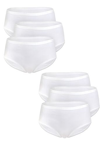 GRSN Pack of 6 Women's White 100% Cotton Soft Breathable High Waist Bato Panties