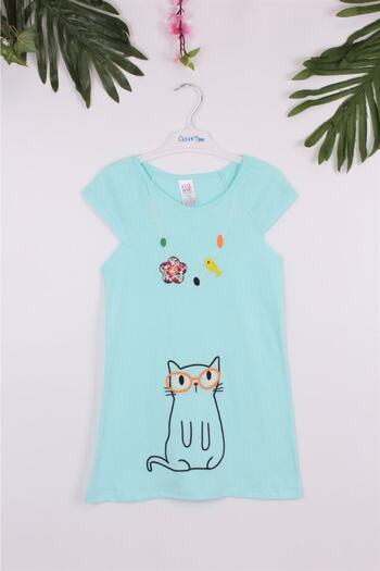 Cicitime Necklace And Cat Embroidered Dress
