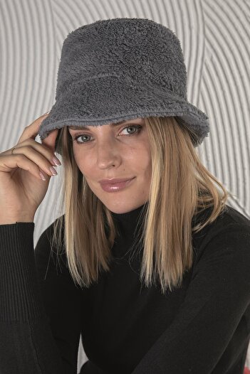 Modex Gray Plush Bucket Hat