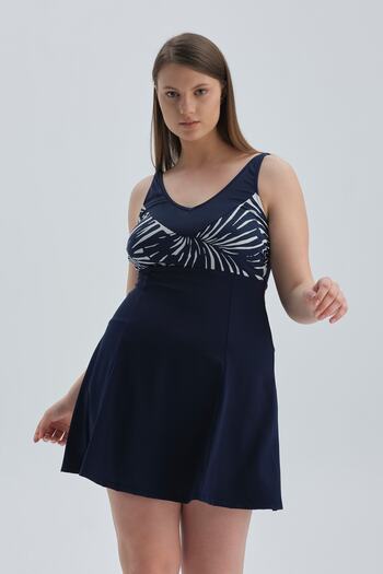 Dagi Navy Blue Corset Suit Dress Swimsuit