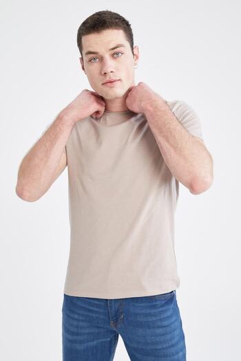 DeFacto Tricou de bază din bumbac cu mânecă scurtă, cu decolteu rotund