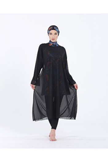 vawensea Women's Hijab Swimsuit Long Sleeve Pareo Black