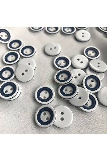 Bukle İplik 23 Sizes Two Holes Blue White Ply Button (50 Pieces)