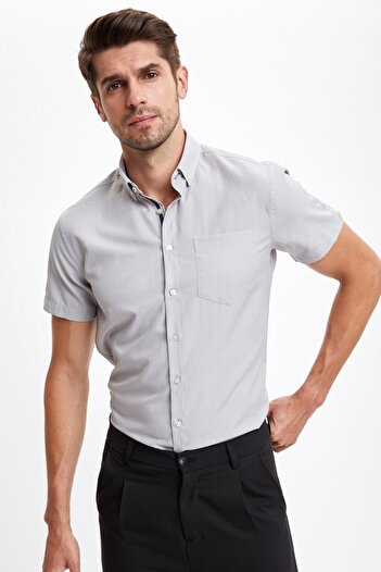 DeFacto Πουκάμισο με κοντό μανίκι με σχέδιο Slim Fit