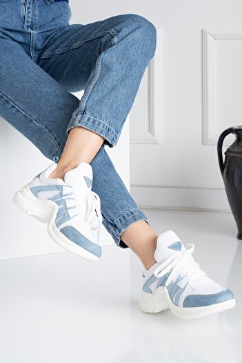 İnan Ayakkabı WOMEN'S BLUE&WHITE SNEAKER SPORTS SHOES Y2020