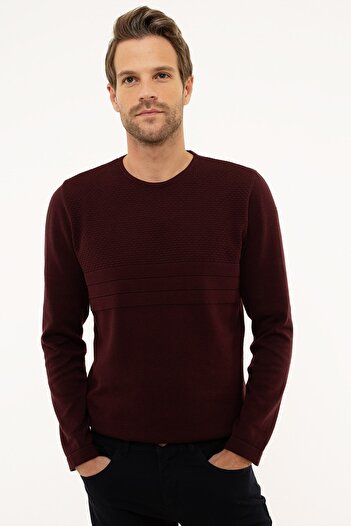 Pierre Cardin Men's Claret Red Slim Fit Knitwear Sweater G021GL0TK.000877897