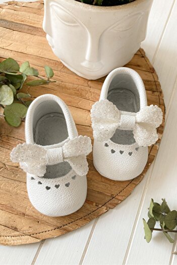Li Puna - Shine Series White 100% Leather Baby First Step Shoes