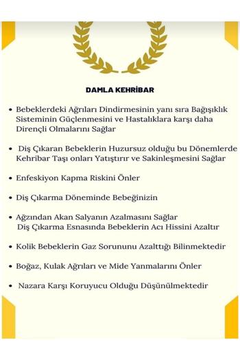 Budakoğulları Orijinal Sertifikalı Kaliningrad Damla Kehribar Bebek Diş Nazar Ve Sağlık Kolyesi