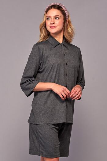 Emose Front Buttoned Maternity Maternity Shorts Set Smoked