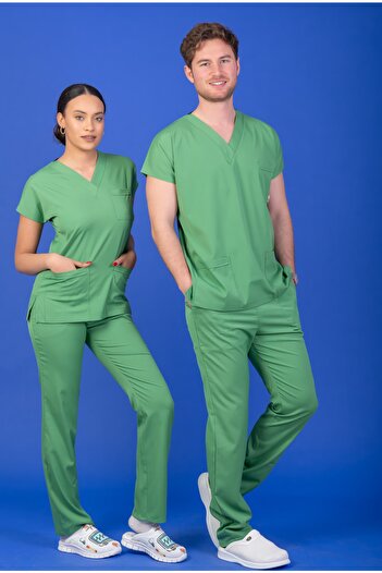 ERS Uniforma Unisex Mold Pistachio Green Lycra Nurse / Doctor Jersey Scrubs Suit