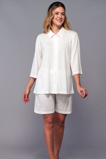 Emose Front Buttoned Maternity Maternity Shorts Set Ecru