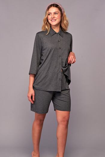 Emose Front Buttoned Maternity Maternity Shorts Set Smoked