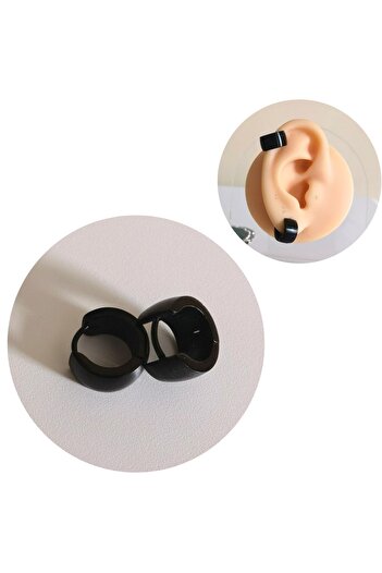 Bylin Stainless Steel Black Small Hoop Earrings - 10 Mm - 1 Pair