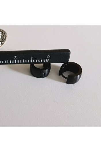 Bylin Stainless Steel Black Small Hoop Earrings - 10 Mm - 1 Pair