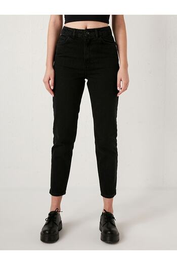 LİMABEL Fadeless Black Mom Denim Pants Lycra High Waist Black Mom Jeans Extra Comfortable Black Mom