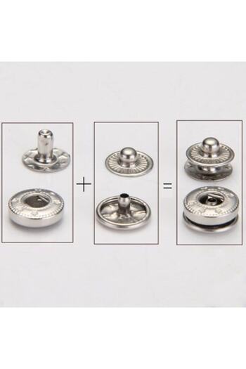 tuhafiyecimiz 12.5mm Studs (54 STRIPS) 100 PiecesNickel (SILVER) Color Snap