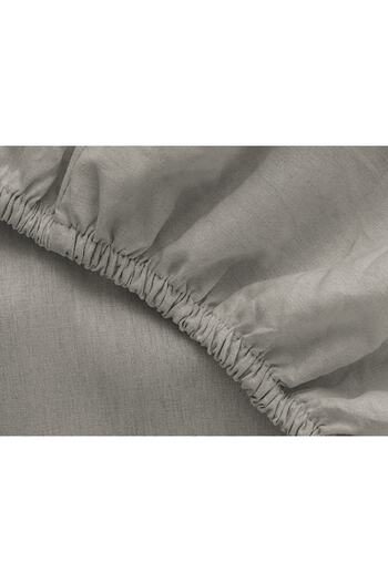 English Home Super King Flat Cotton Sheet with Elastic - 200x200 Cm Pebble
