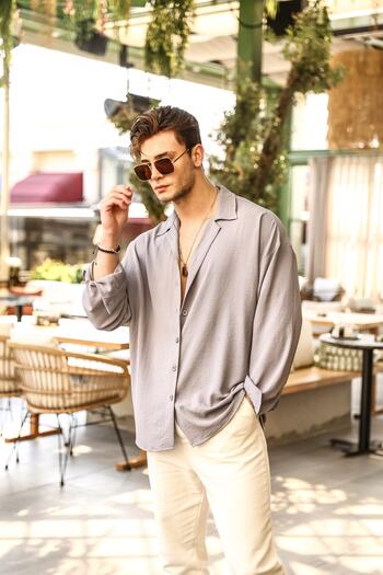 Elzem Aerobin Linen Super Oversize Shirt