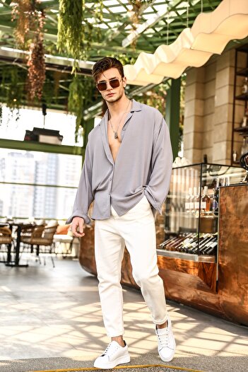 Elzem Aerobin Linen Super Oversize Shirt