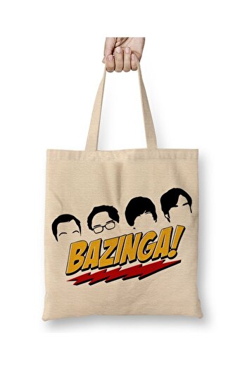 Baskı Dükkanı Big Bang Sheldon Cooper Theory Bazingaa Tote Bag Long Handle