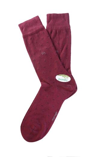 Morven Men's Burgundy Bamboo Berk Dot Patterned Long Socks