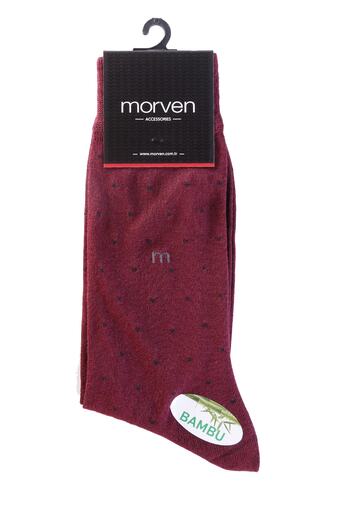 Morven Men's Burgundy Bamboo Berk Dot Patterned Long Socks