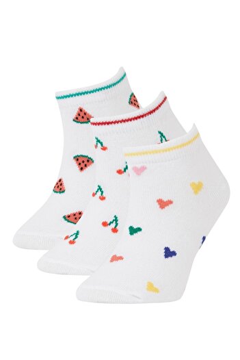 DeFacto Girl's Cotton 3-Piece Short Socks