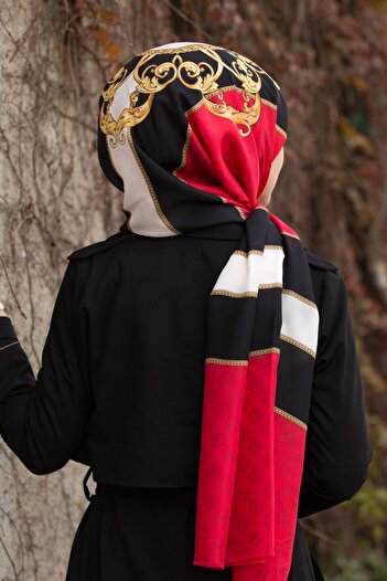 Vissona Women's Fresh Silk Shawl Red Gold