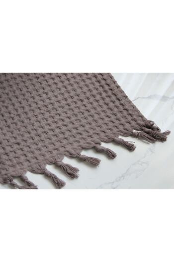 Lucy and Home Beige Sofa Shawl / TV Cover / Throw 130x170 Cm (Fringe Included)