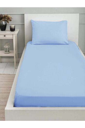 Lucy and Home Combed Cotton Elastic Fitted Cotton Sheet + 1 Zippered Pillow
