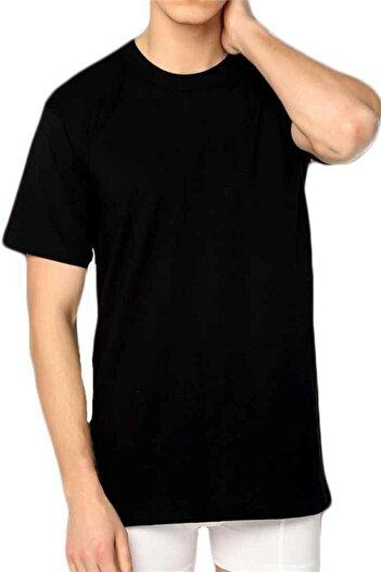 Tutku Men's Combed Cotton Crew Neck Black Undershirt Athlete 3 Pack