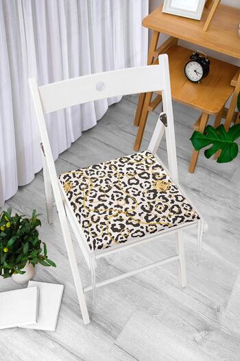 Realhomes Zebra Patterned Gold Detailed Modern Zippered Chair Cushion
