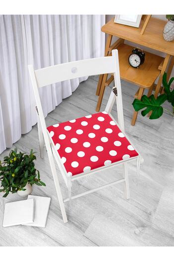 Realhomes Polka Dot Digital Printed Zippered Chair Cushion