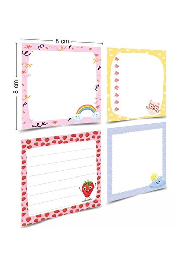 Mapi Notepad - Memo Pad Set of 6 (Rainbow, Cloud, Cat, Strawberry and Emoji Themed Notes) (8-8 Cm)