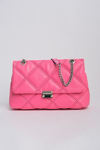 Çantacımstore Women's Chain Quilted Crossbody Bag Pink 105