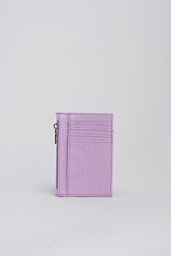 Çantacımstore Women's Crocodile Skin Look Faux Leather Card Holder Wallet Lilac