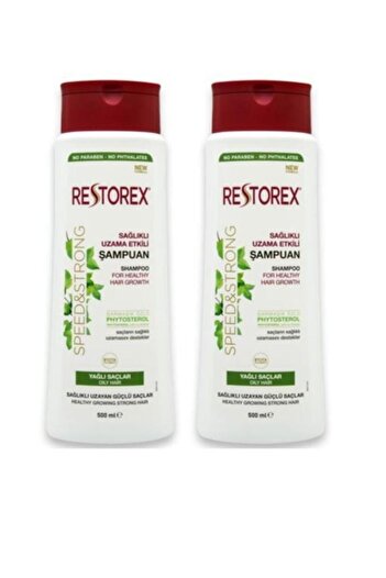 Restorex 500 مل شامبو صحي لتطويل الشعر - خاص للشعر الدهني، 2 قطعة