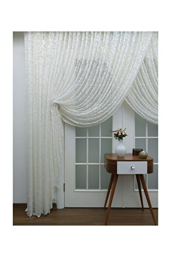 Esse Home Özel Örme Dokulu Kruvaze Tül Perde, 300x260cm, 1/4 Pile Esse6063